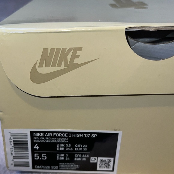 Nike Air Force 1 x Billie Eilish Dark Green & Black Hi-Top Wmns Size 5.5 New - Picture 11 of 14